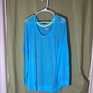 Lane Bryant Blue Mesh Knit Top